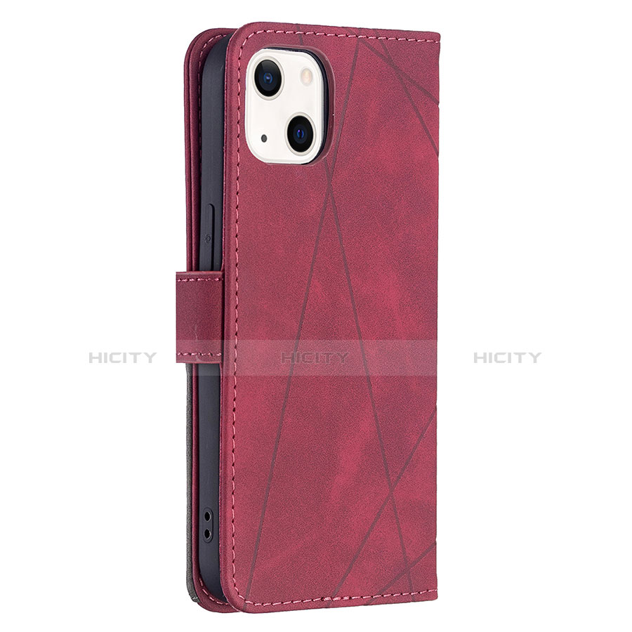 Handytasche Stand Schutzhülle Flip Leder Hülle Modisch Muster L06 für Apple iPhone 13 Rot