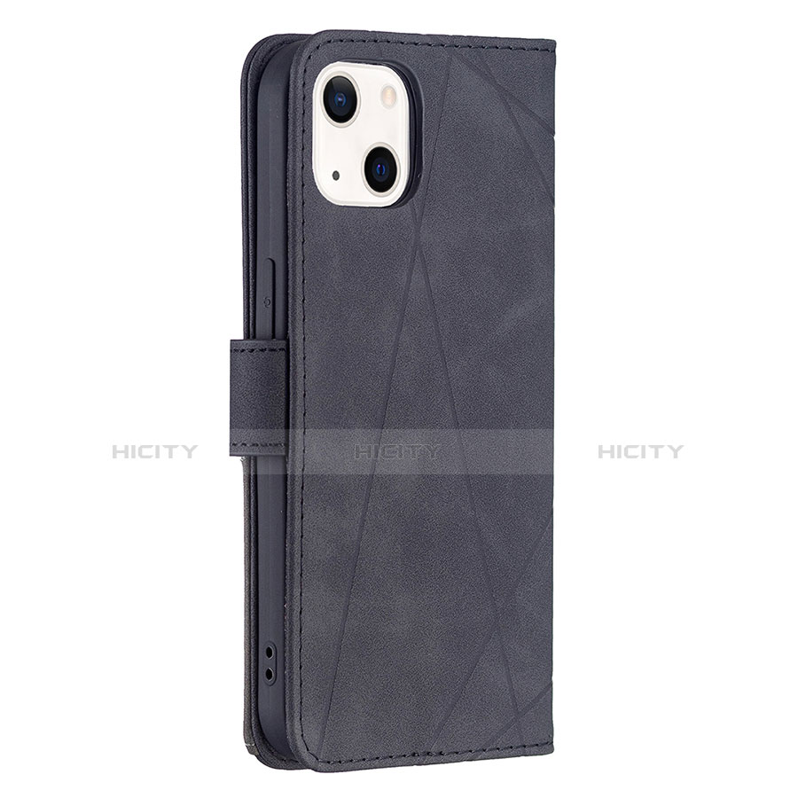 Handytasche Stand Schutzhülle Flip Leder Hülle Modisch Muster L06 für Apple iPhone 13 Schwarz