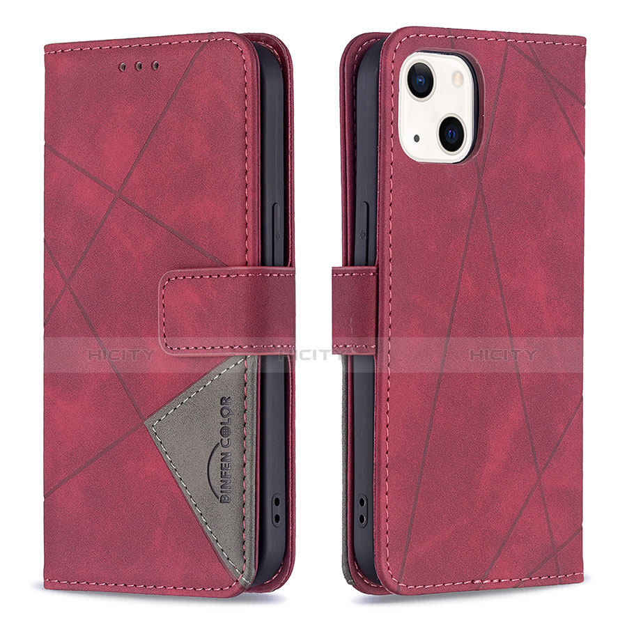 Handytasche Stand Schutzhülle Flip Leder Hülle Modisch Muster L06 für Apple iPhone 14 Plus Rot Plus