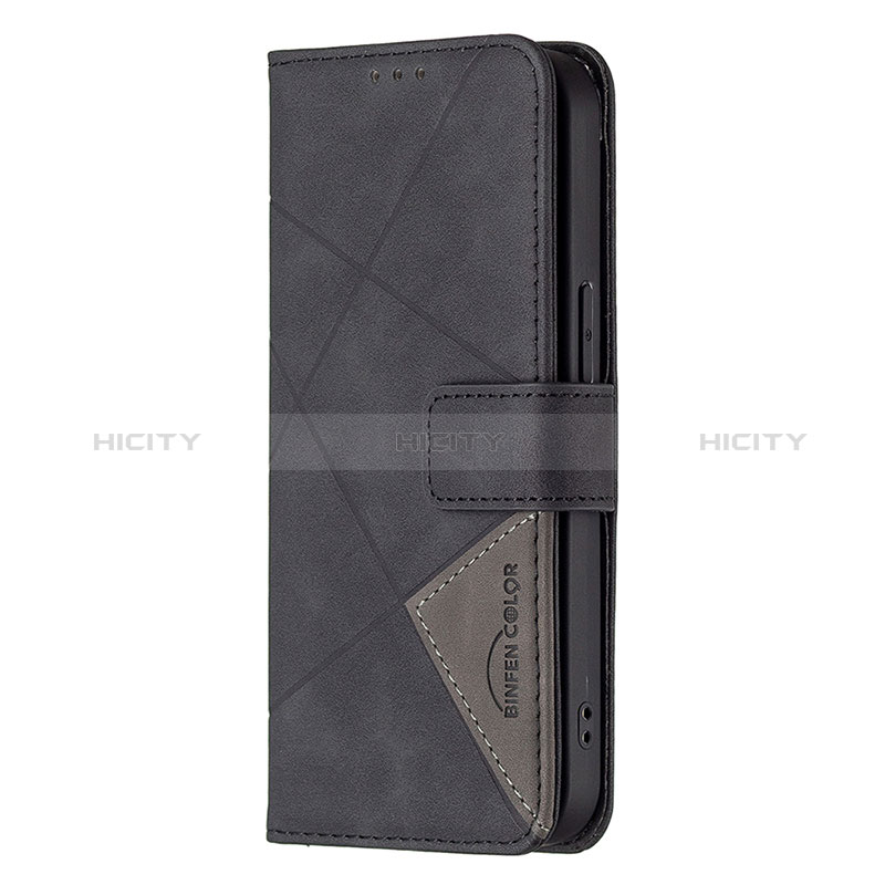 Handytasche Stand Schutzhülle Flip Leder Hülle Modisch Muster L06 für Apple iPhone 14 Pro Max Schwarz groß