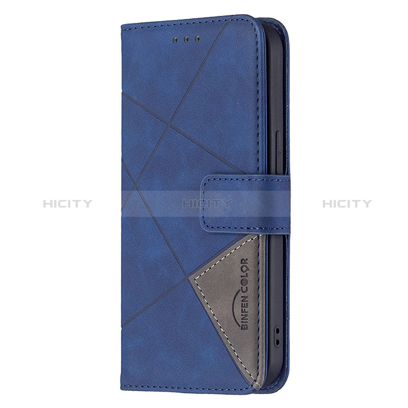 Handytasche Stand Schutzhülle Flip Leder Hülle Modisch Muster L06 für Apple iPhone 15 Blau