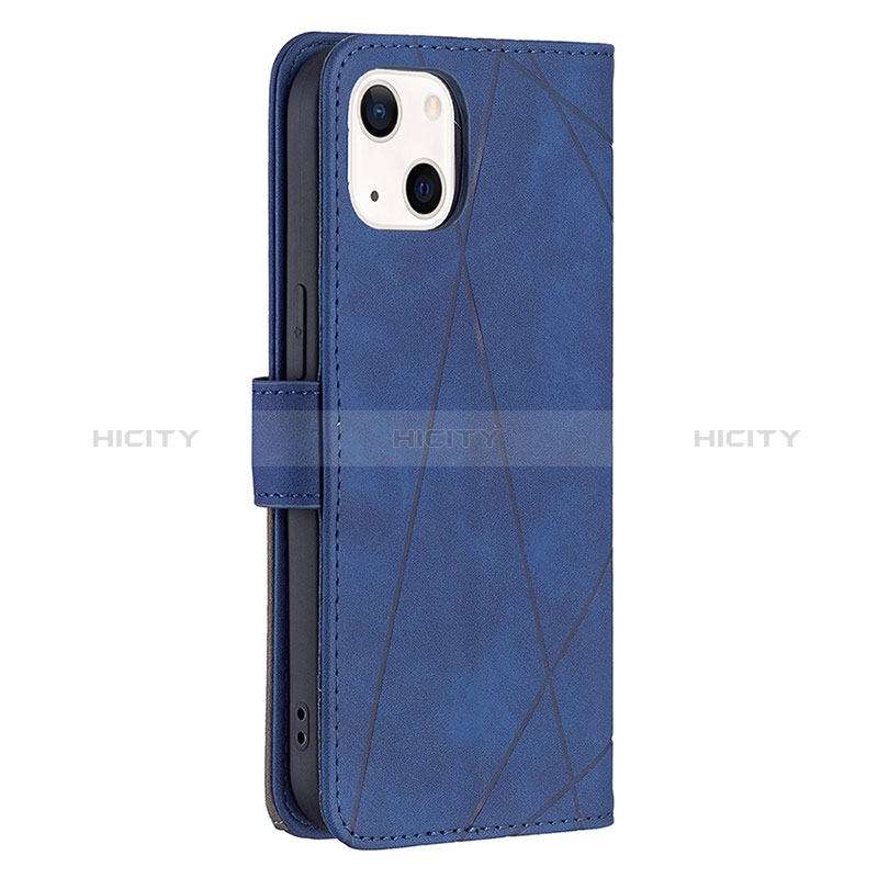 Handytasche Stand Schutzhülle Flip Leder Hülle Modisch Muster L06 für Apple iPhone 15 Blau