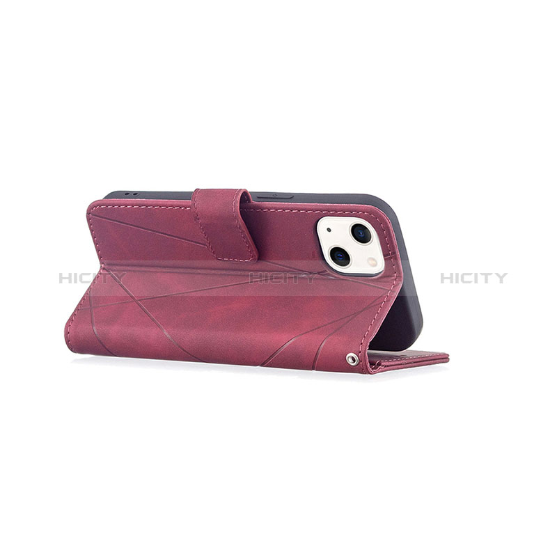 Handytasche Stand Schutzhülle Flip Leder Hülle Modisch Muster L06 für Apple iPhone 15 Plus Rot