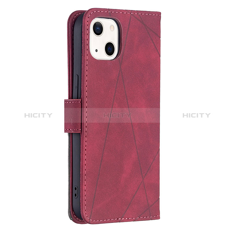 Handytasche Stand Schutzhülle Flip Leder Hülle Modisch Muster L06 für Apple iPhone 15 Plus Rot