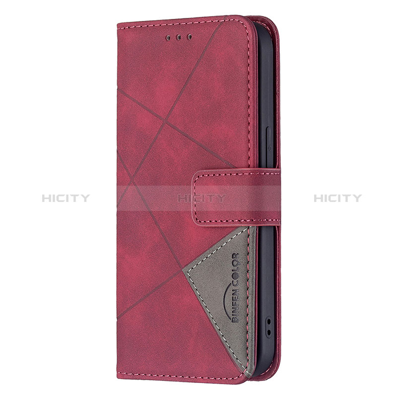 Handytasche Stand Schutzhülle Flip Leder Hülle Modisch Muster L06 für Apple iPhone 15 Plus Rot