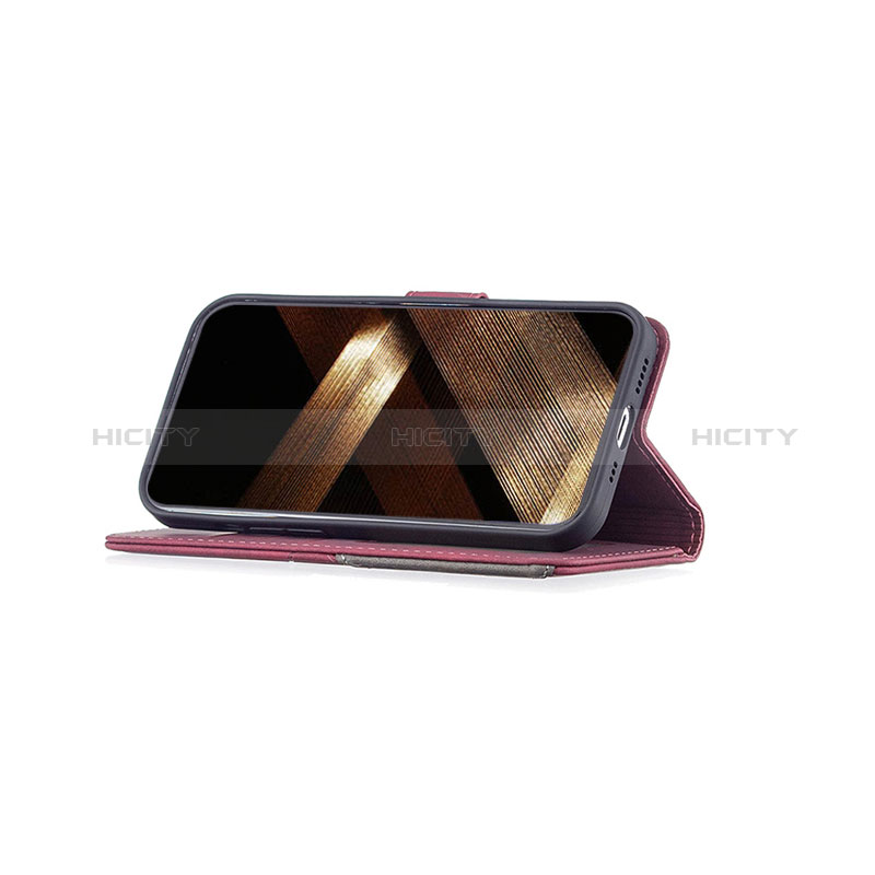 Handytasche Stand Schutzhülle Flip Leder Hülle Modisch Muster L06 für Apple iPhone 15 Plus Rot