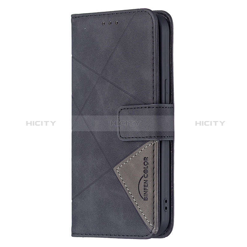 Handytasche Stand Schutzhülle Flip Leder Hülle Modisch Muster L06 für Apple iPhone 15 Plus Schwarz