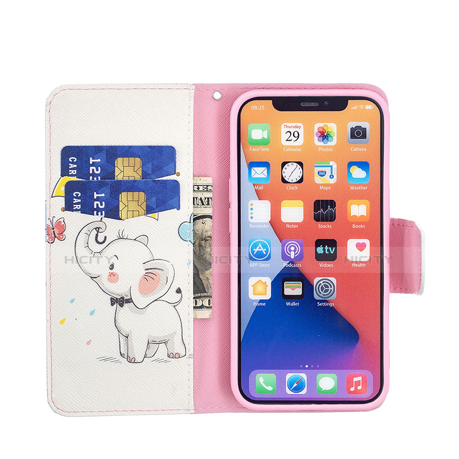 Handytasche Stand Schutzhülle Flip Leder Hülle Modisch Muster L07 für Apple iPhone 13 Mini Gelb