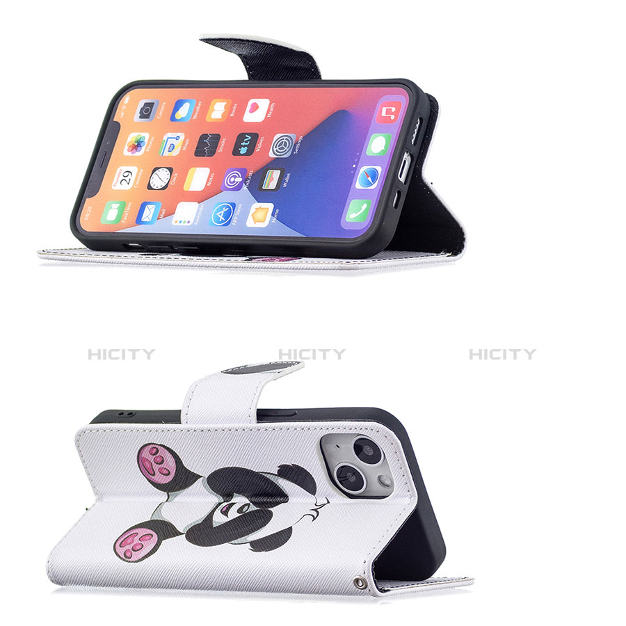 Handytasche Stand Schutzhülle Flip Leder Hülle Modisch Muster L07 für Apple iPhone 13 Mini Weiß