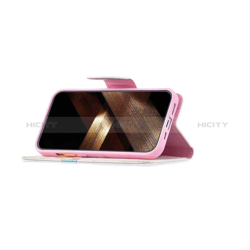 Handytasche Stand Schutzhülle Flip Leder Hülle Modisch Muster L07 für Apple iPhone 15 Gelb groß