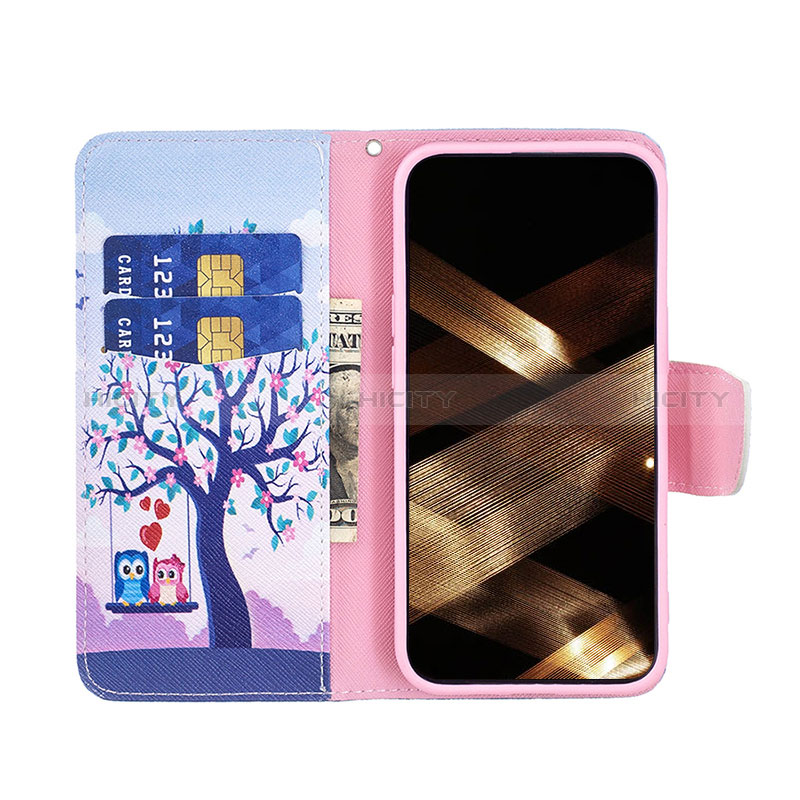 Handytasche Stand Schutzhülle Flip Leder Hülle Modisch Muster L07 für Apple iPhone 15 Plusfarbig