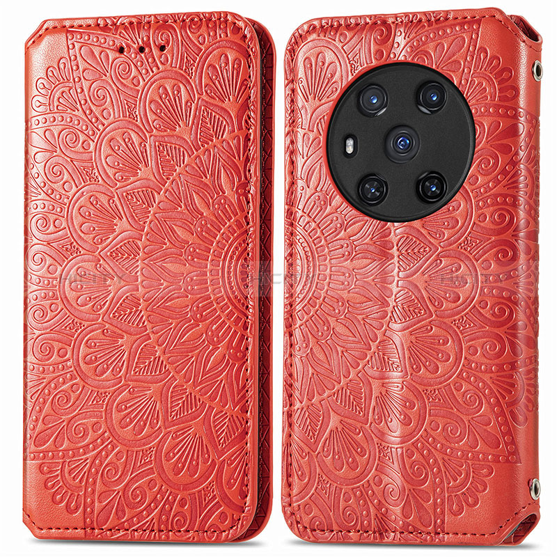 Handytasche Stand Schutzhülle Flip Leder Hülle Modisch Muster S01D für Huawei Honor Magic3 5G Rot Plus