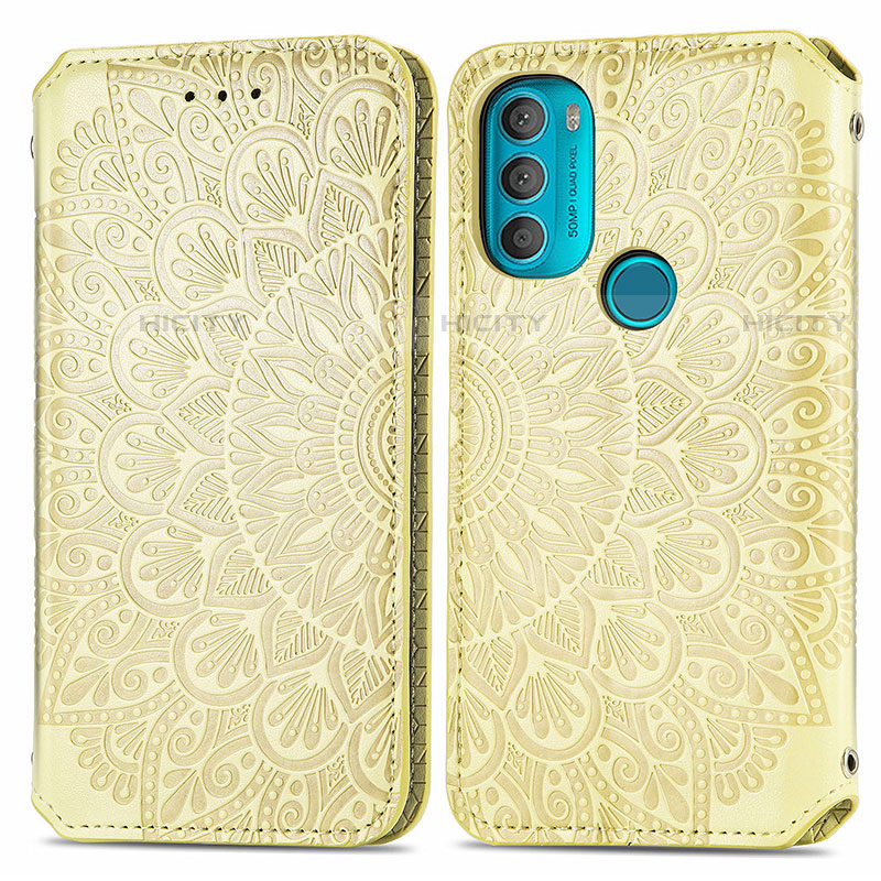 Handytasche Stand Schutzhülle Flip Leder Hülle Modisch Muster S01D für Motorola Moto G71 5G Gold