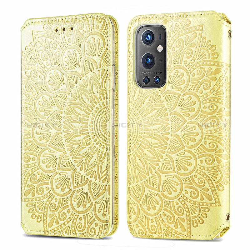 Handytasche Stand Schutzhülle Flip Leder Hülle Modisch Muster S01D für OnePlus 9 Pro 5G Gold Plus