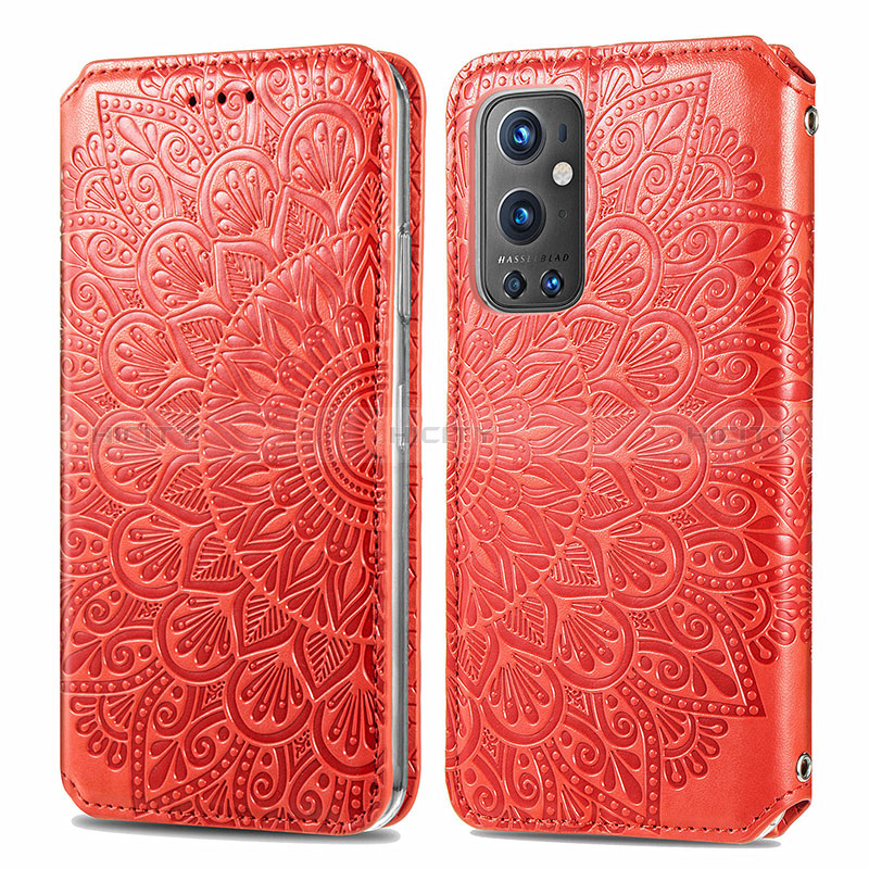 Handytasche Stand Schutzhülle Flip Leder Hülle Modisch Muster S01D für OnePlus 9 Pro 5G Rot