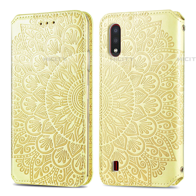 Handytasche Stand Schutzhülle Flip Leder Hülle Modisch Muster S01D für Samsung Galaxy A01 SM-A015 Gold Plus