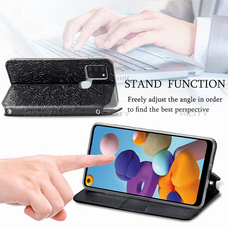 Handytasche Stand Schutzhülle Flip Leder Hülle Modisch Muster S01D für Samsung Galaxy A21s groß