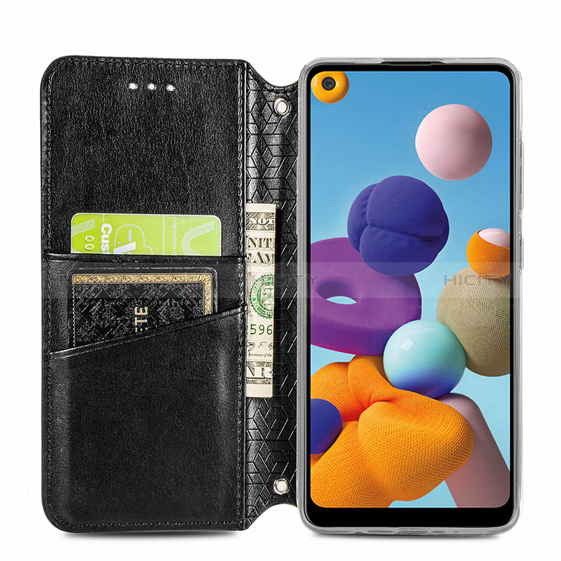 Handytasche Stand Schutzhülle Flip Leder Hülle Modisch Muster S01D für Samsung Galaxy A21s groß