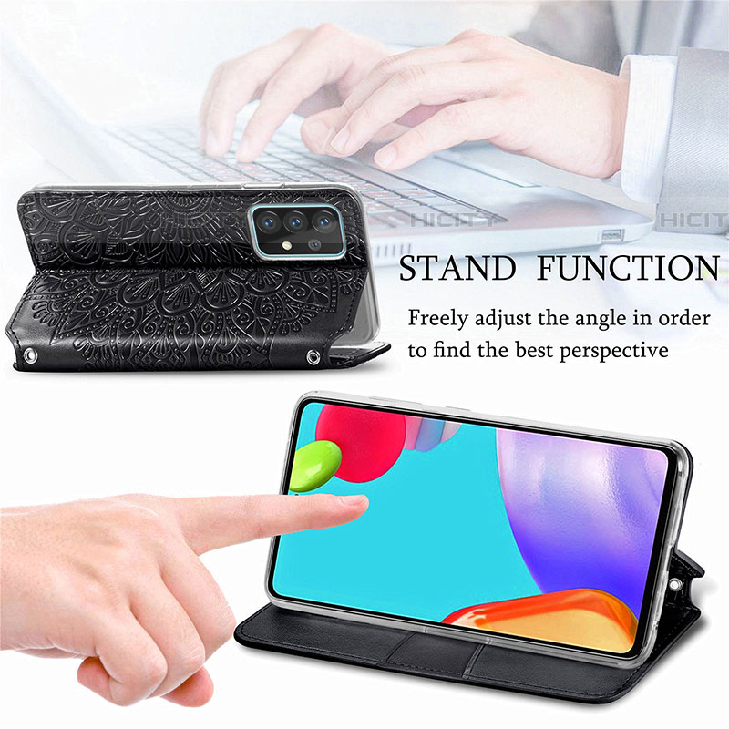 Handytasche Stand Schutzhülle Flip Leder Hülle Modisch Muster S01D für Samsung Galaxy A52 4G groß