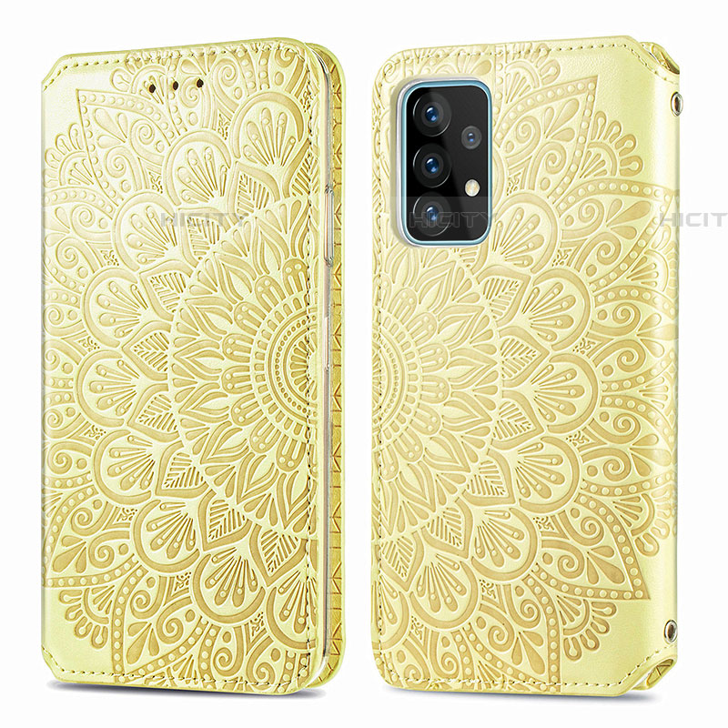 Handytasche Stand Schutzhülle Flip Leder Hülle Modisch Muster S01D für Samsung Galaxy A52 4G Gold Plus