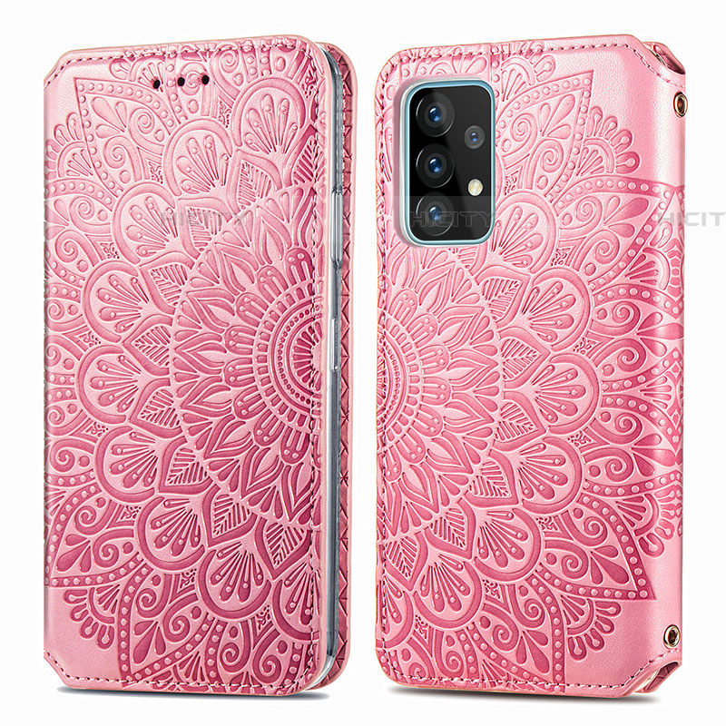 Handytasche Stand Schutzhülle Flip Leder Hülle Modisch Muster S01D für Samsung Galaxy A52 4G Rosegold