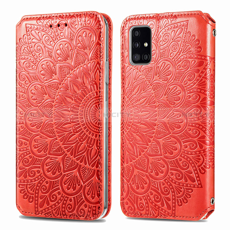 Handytasche Stand Schutzhülle Flip Leder Hülle Modisch Muster S01D für Samsung Galaxy A71 4G A715 Rot Plus
