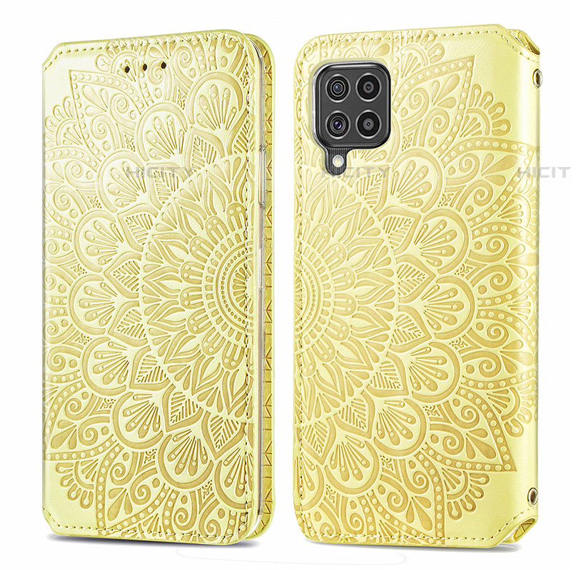 Handytasche Stand Schutzhülle Flip Leder Hülle Modisch Muster S01D für Samsung Galaxy F62 5G Gold Plus