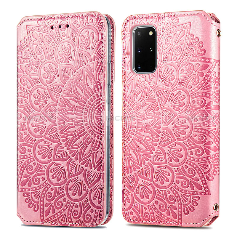 Handytasche Stand Schutzhülle Flip Leder Hülle Modisch Muster S01D für Samsung Galaxy S20 Plus 5G Rosegold