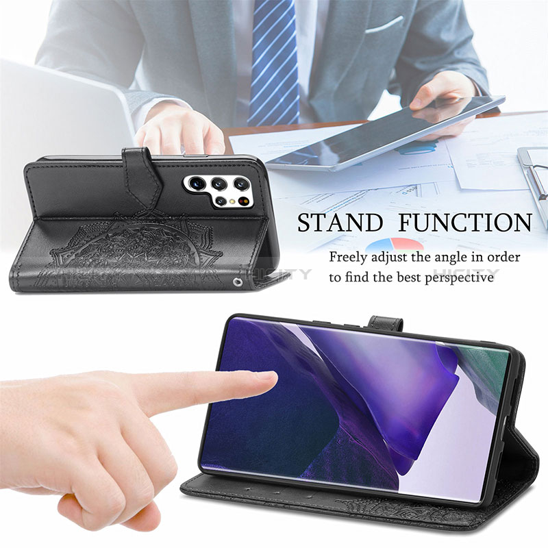 Handytasche Stand Schutzhülle Flip Leder Hülle Modisch Muster S01D für Samsung Galaxy S24 Ultra 5G groß