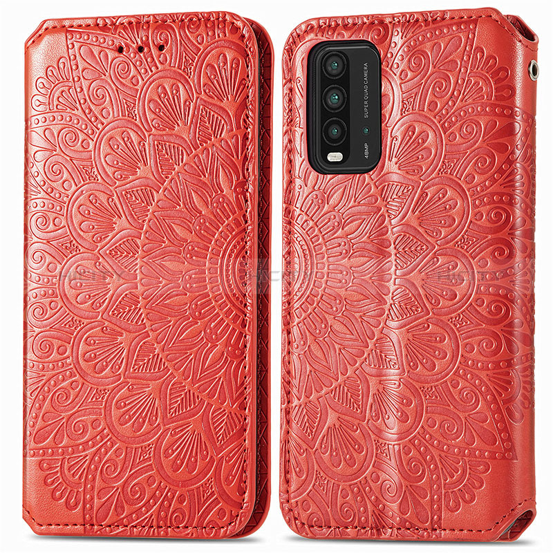 Handytasche Stand Schutzhülle Flip Leder Hülle Modisch Muster S01D für Xiaomi Redmi 9T 4G Rot