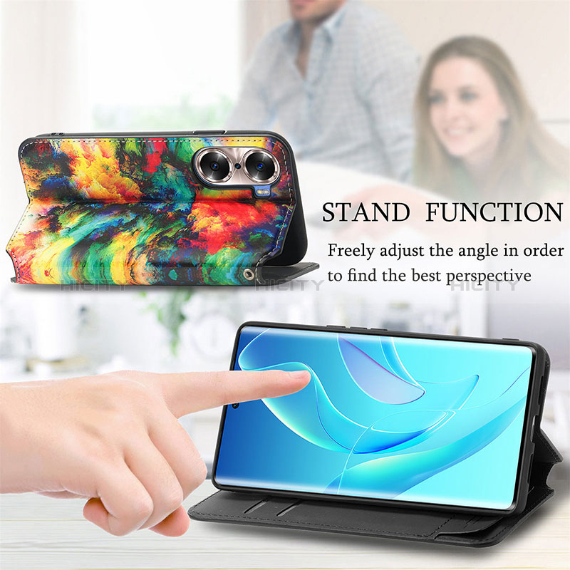 Handytasche Stand Schutzhülle Flip Leder Hülle Modisch Muster S02D für Huawei Honor 60 5G groß