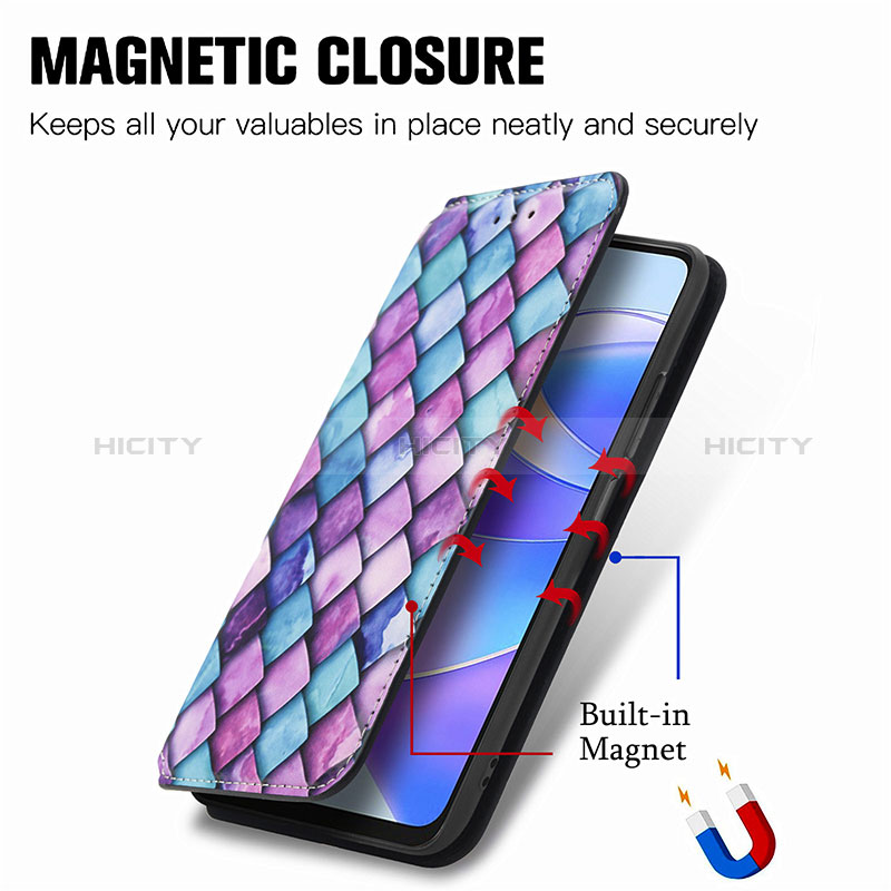 Handytasche Stand Schutzhülle Flip Leder Hülle Modisch Muster S02D für Huawei Honor X7a