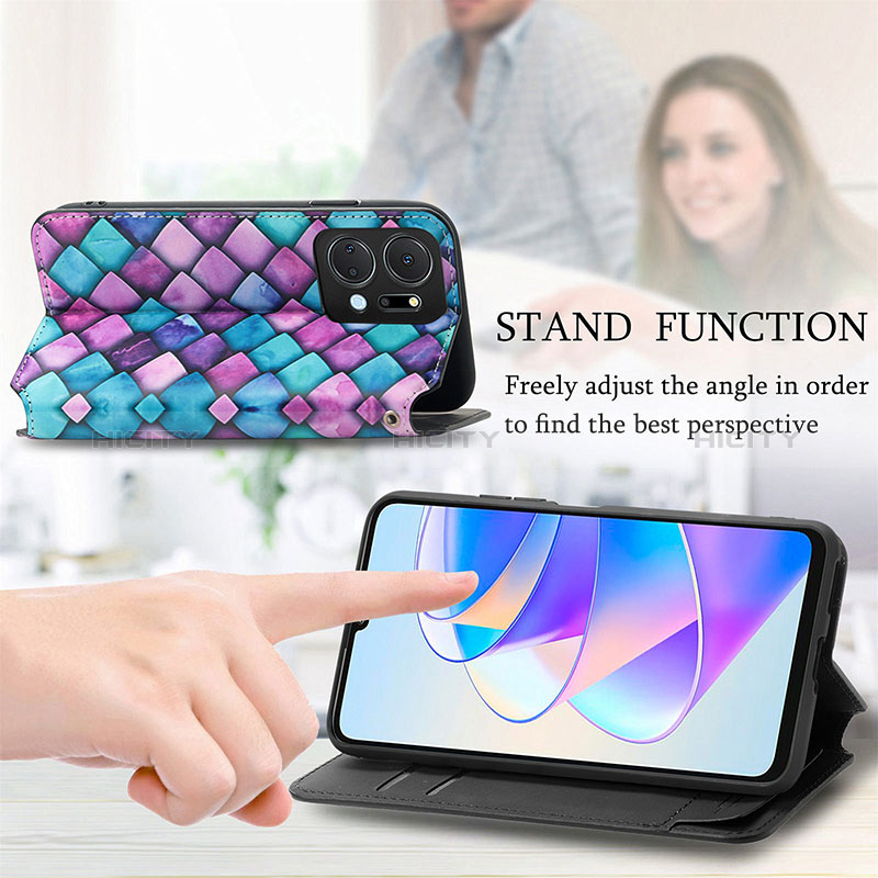 Handytasche Stand Schutzhülle Flip Leder Hülle Modisch Muster S02D für Huawei Honor X7a