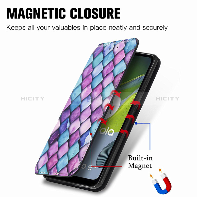 Handytasche Stand Schutzhülle Flip Leder Hülle Modisch Muster S02D für Motorola Moto E13