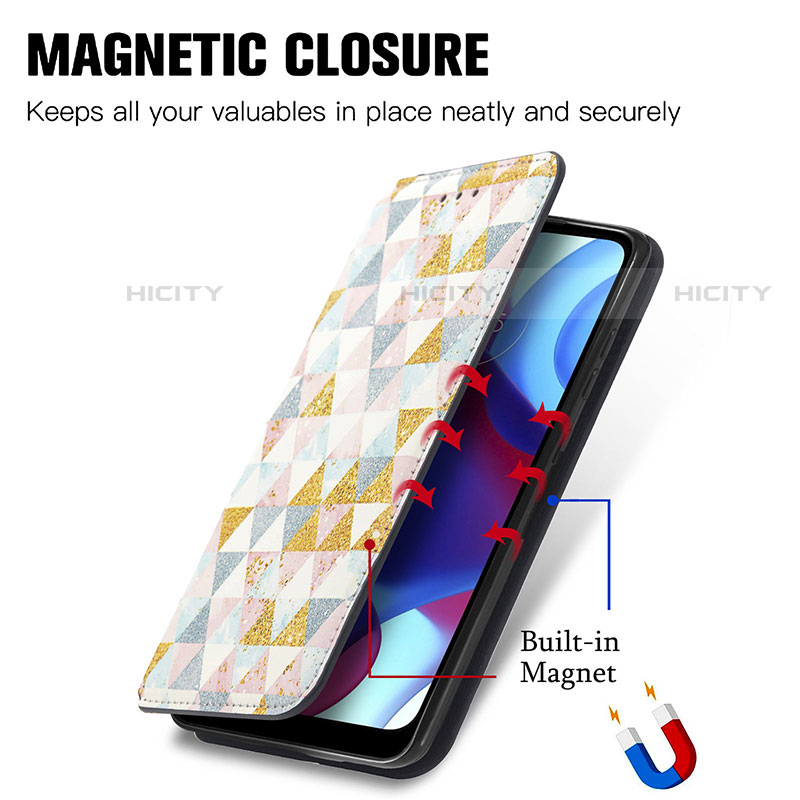 Handytasche Stand Schutzhülle Flip Leder Hülle Modisch Muster S02D für Motorola Moto G Pure groß