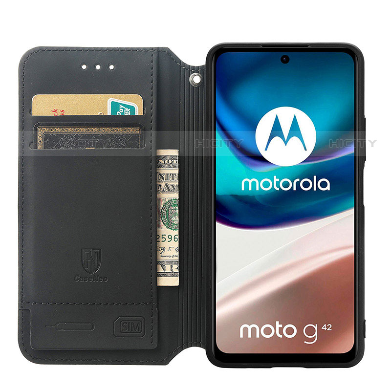 Handytasche Stand Schutzhülle Flip Leder Hülle Modisch Muster S02D für Motorola Moto G42 groß