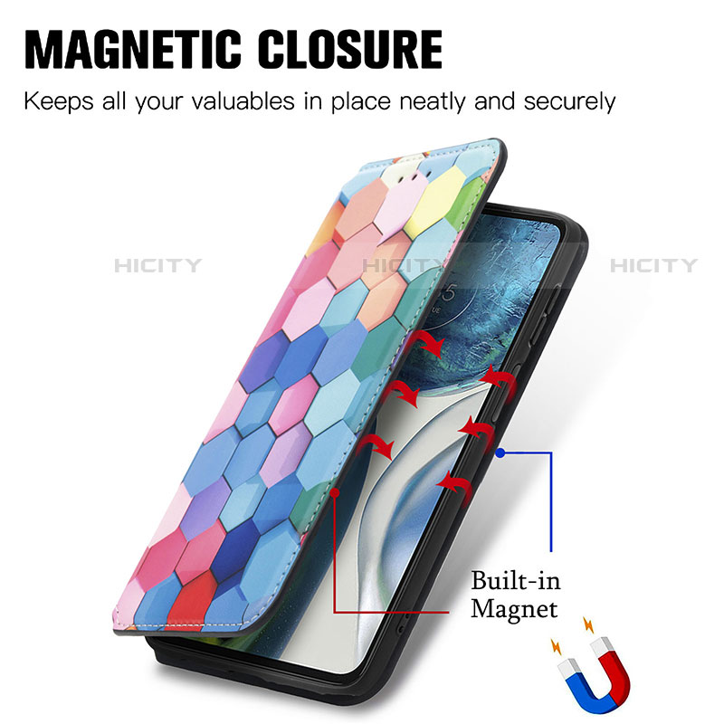 Handytasche Stand Schutzhülle Flip Leder Hülle Modisch Muster S02D für Motorola Moto G52j 5G groß