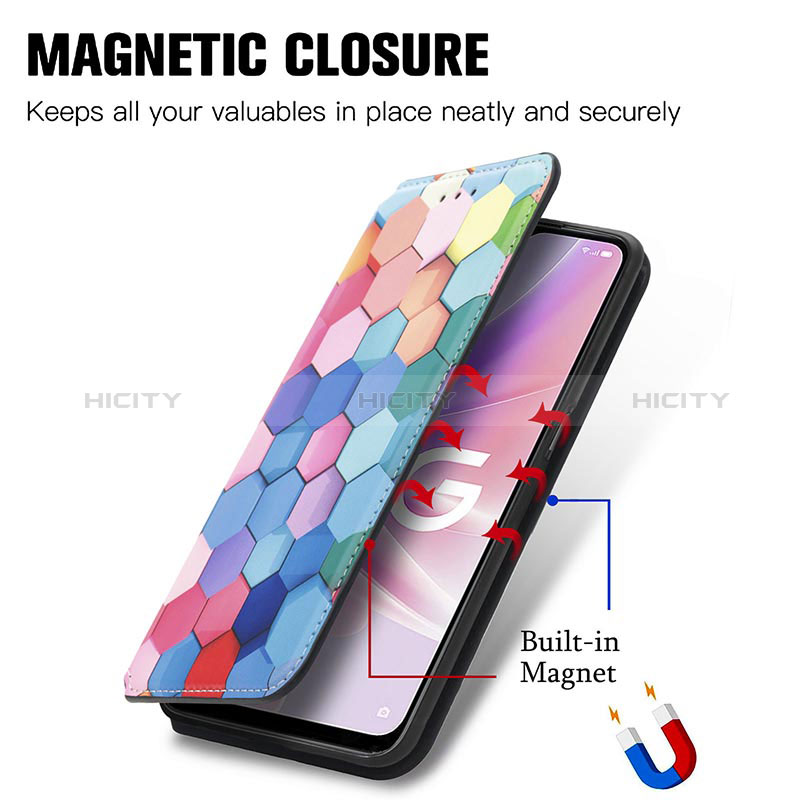 Handytasche Stand Schutzhülle Flip Leder Hülle Modisch Muster S02D für Oppo A57 5G groß