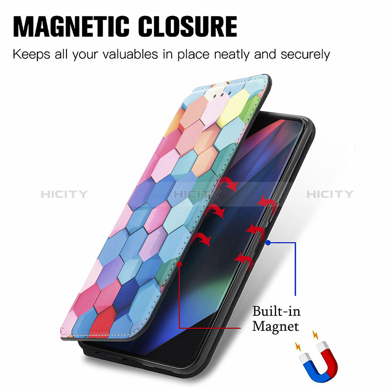 Handytasche Stand Schutzhülle Flip Leder Hülle Modisch Muster S02D für Oppo Find X3 5G