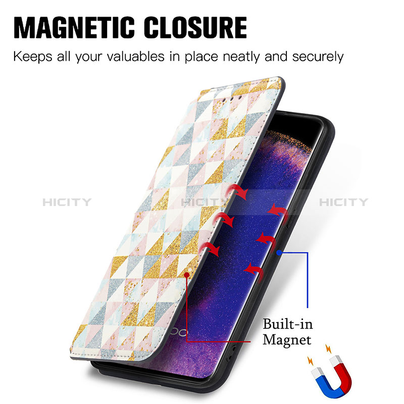 Handytasche Stand Schutzhülle Flip Leder Hülle Modisch Muster S02D für Oppo Find X5 5G