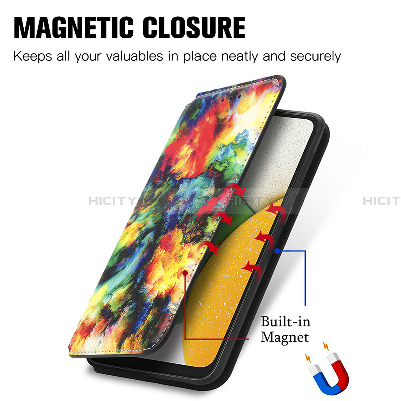 Handytasche Stand Schutzhülle Flip Leder Hülle Modisch Muster S02D für Samsung Galaxy A03 Core