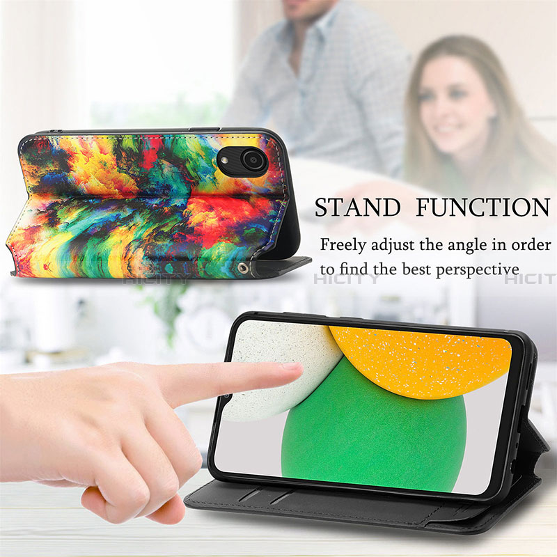 Handytasche Stand Schutzhülle Flip Leder Hülle Modisch Muster S02D für Samsung Galaxy A03 Core groß