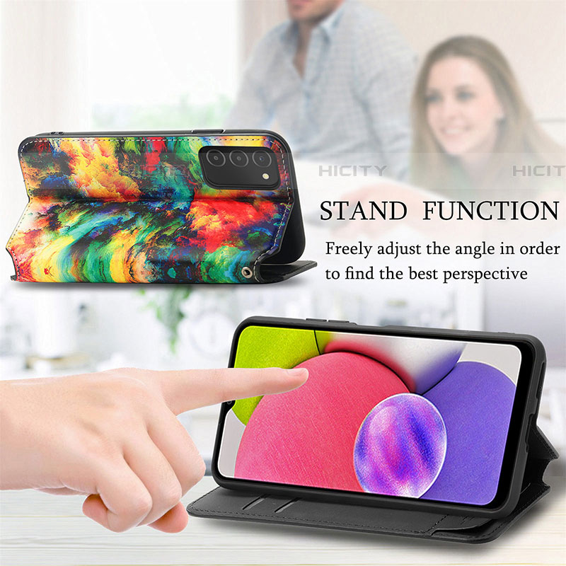 Handytasche Stand Schutzhülle Flip Leder Hülle Modisch Muster S02D für Samsung Galaxy A03s