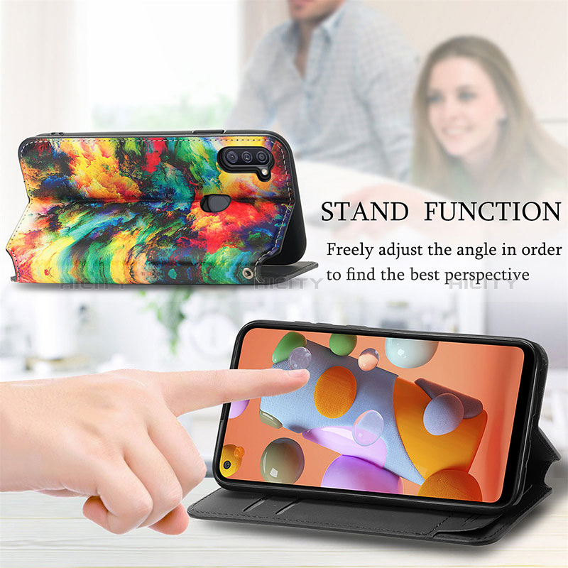 Handytasche Stand Schutzhülle Flip Leder Hülle Modisch Muster S02D für Samsung Galaxy A11 groß