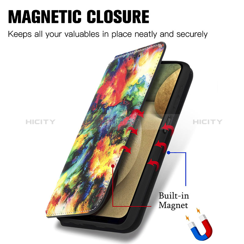 Handytasche Stand Schutzhülle Flip Leder Hülle Modisch Muster S02D für Samsung Galaxy A12