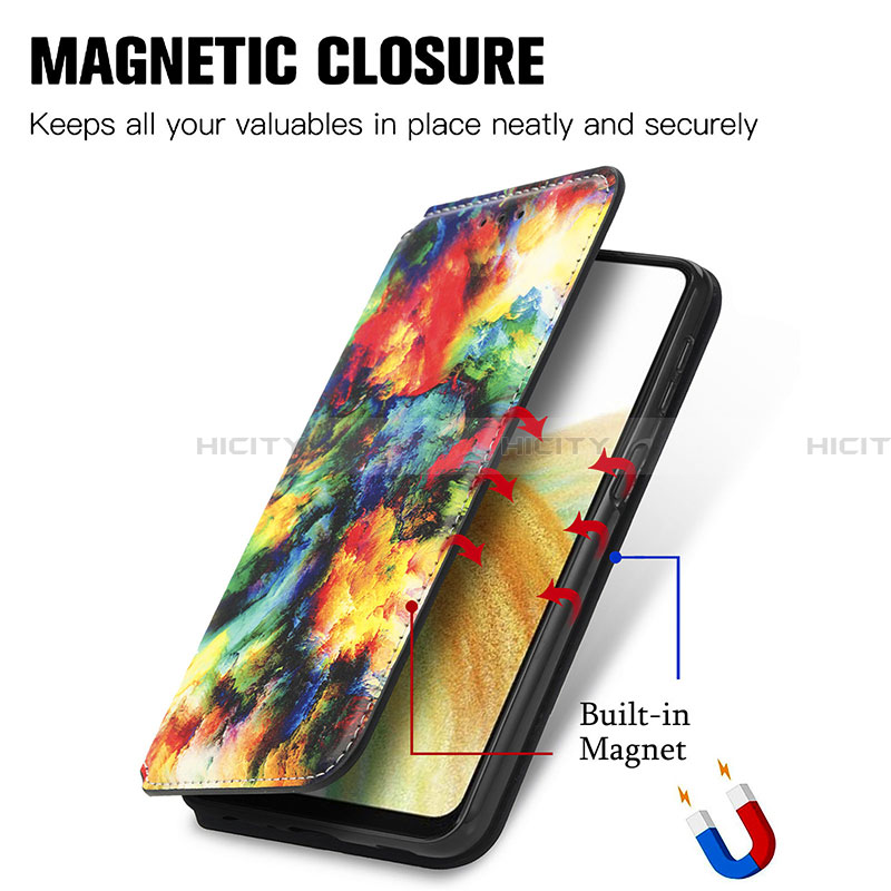 Handytasche Stand Schutzhülle Flip Leder Hülle Modisch Muster S02D für Samsung Galaxy A13 4G groß