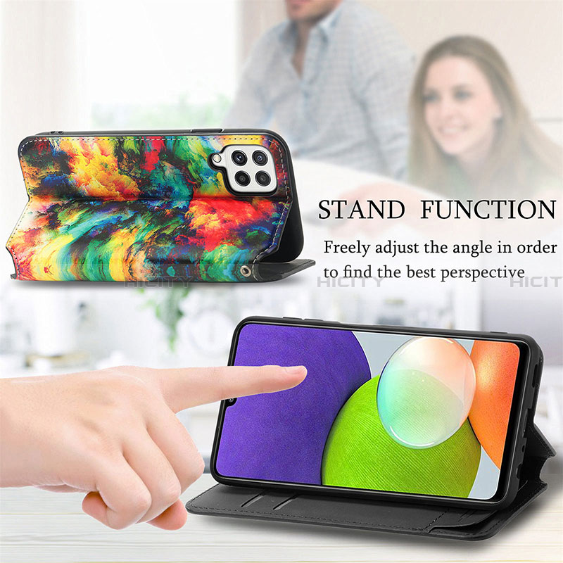 Handytasche Stand Schutzhülle Flip Leder Hülle Modisch Muster S02D für Samsung Galaxy A22 4G