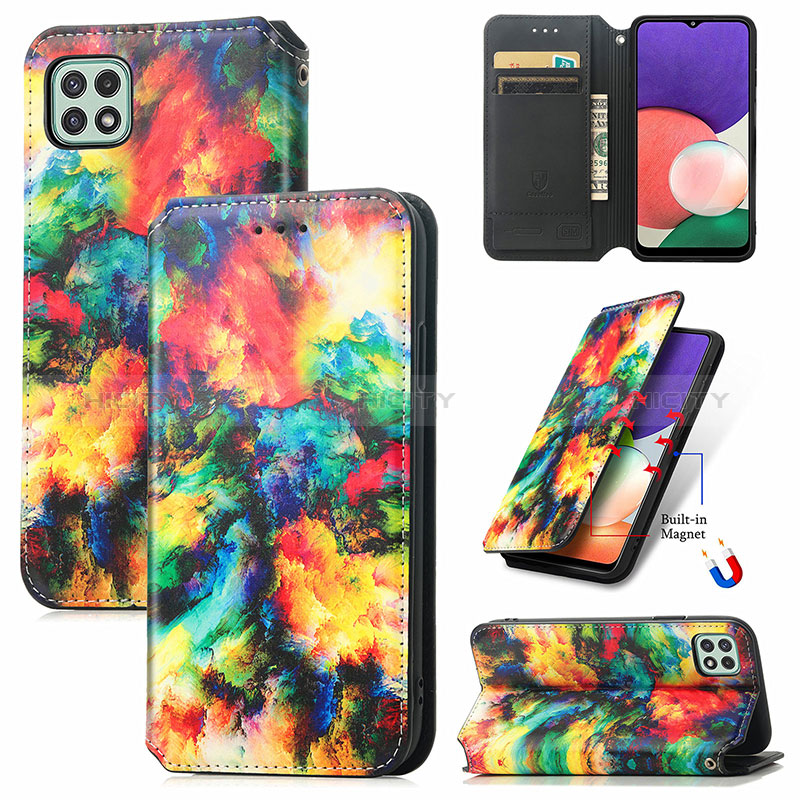 Handytasche Stand Schutzhülle Flip Leder Hülle Modisch Muster S02D für Samsung Galaxy A22s 5G