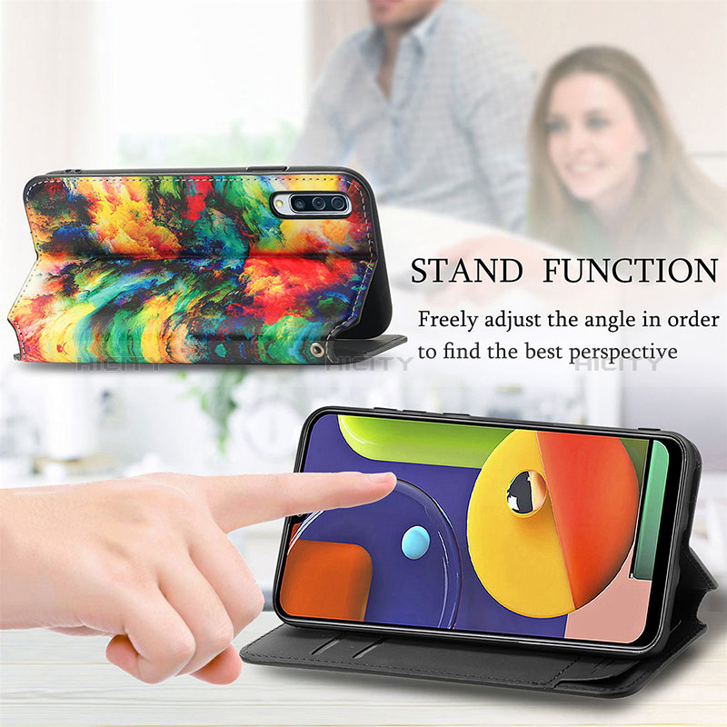 Handytasche Stand Schutzhülle Flip Leder Hülle Modisch Muster S02D für Samsung Galaxy A50 groß