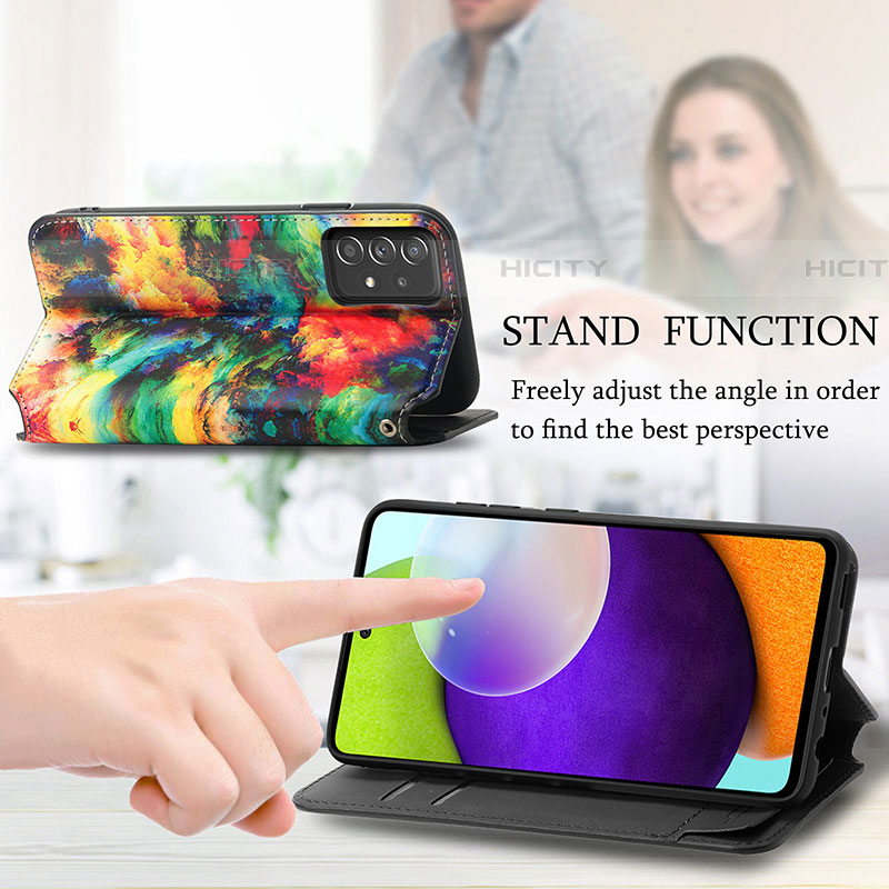 Handytasche Stand Schutzhülle Flip Leder Hülle Modisch Muster S02D für Samsung Galaxy A52 4G groß